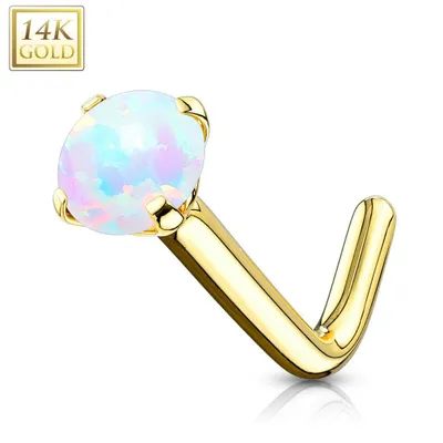 14KT Solid Yellow Gold White Opal