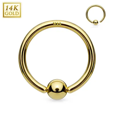 14KT Yellow Gold Multi Use Easy Bend Fixed Ball Hoop