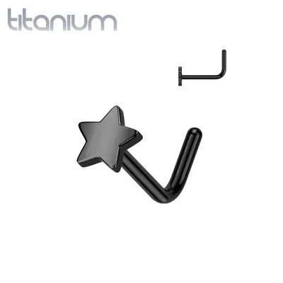 Implant Grade Titanium Black PVD Star L-Shaped Nose Ring Stud