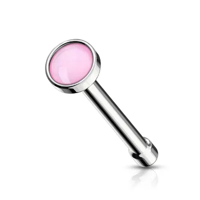 316L Surgical Steel 2mm Pink Stone Ball End Nose Pin