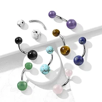316L Surgical Steel Black Agate Stone Stud Belly Ring