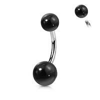 316L Surgical Steel Black Agate Stone Stud Belly Ring