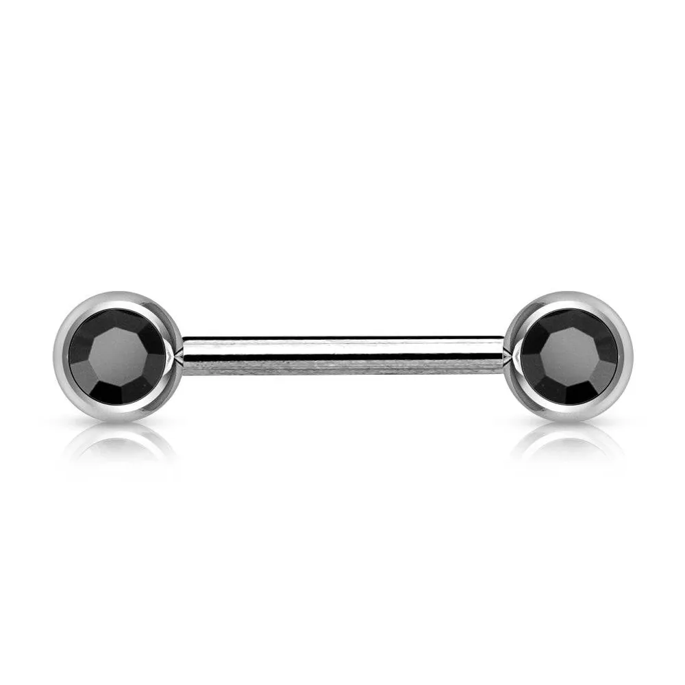 316L Surgical Steel CZ Ball Gem Nipple Ring Barbell