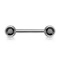 316L Surgical Steel CZ Ball Gem Nipple Ring Barbell