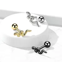 316L Surgical Steel Black PVD Dainty Snake Ball Back Cartilage Ring Stud
