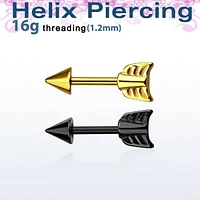 316L Surgical Steel Bow and Arrow Cartilage Helix Tragus Ring