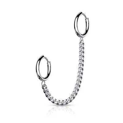316L Surgical Steel Chain Link Double Hoop Earring