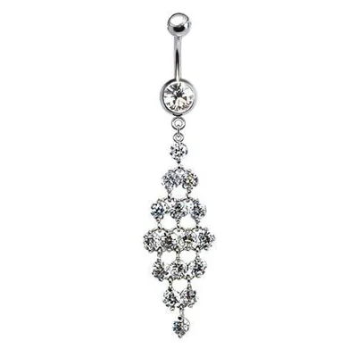 316L Surgical Steel Diamond Chandelier Dangle Belly Ring