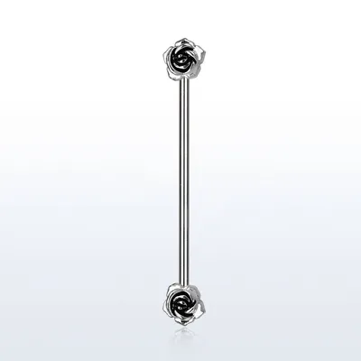 316L Surgical Steel Double Flower Front Facing Flower Industrial Barbell