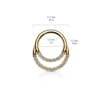 316L Surgical Steel Double Line White CZ Hinged Easy Click Septum Ring