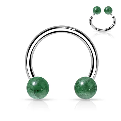 316L Surgical Steel Horseshoe With Internally Threaded Jade Ball Ends
