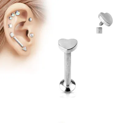 316L Surgical Steel Internally Threaded Heart Labret