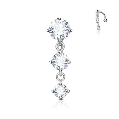316L Surgical Steel Reverse 3 Round Prong Reverse Belly Ring