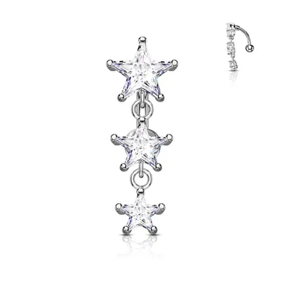 316L Surgical Steel Reverse 3 Star Prong Reverse Belly Ring