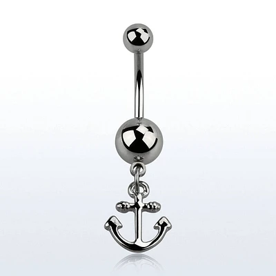 316L Surgical Steel Small Anchor Dangle Belly Button Ring