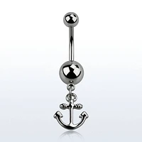 316L Surgical Steel Small Anchor Dangle Belly Button Ring