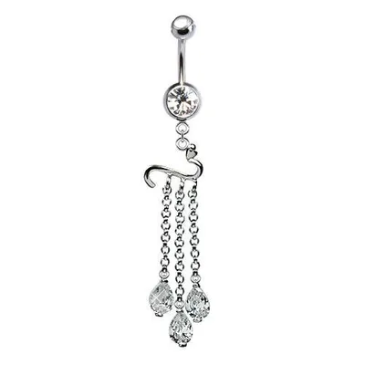 316L Surgical Steel Snake with CZ Chain Dangles Dangle Belly Ring