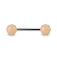 316L Surgical Steel Straight Barbell with Matte Peach Acrylic Balls