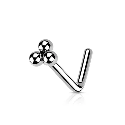 316L Surgical Steel Trillium Ball Top L-Shape Nose Ring Stud