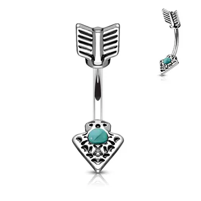 316L Surgical Steel Turquoise Arrow Belly Button Ring