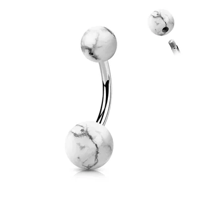 316L Surgical Steel White Howlite Stone Stud Belly Ring