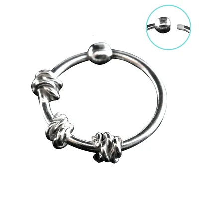 925 Sterling Silver Nose Hoop Ring with 3 Twisted Wires