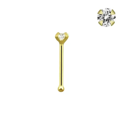9KT Real Solid Gold Real Prong Set Diamond Nose Bone Pin Ring
