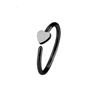Black IP on 316L Surgical Steel Nose Hoop Ring with Small Heart