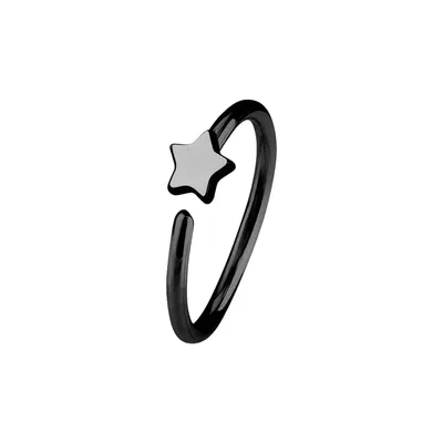 Black IP on 316L Surgical Steel Nose Hoop Ring with Small Star
