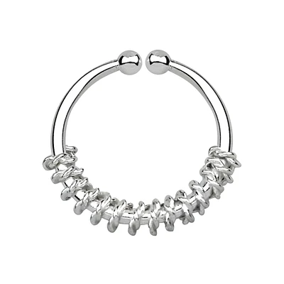Fake Faux Clip On 925 Sterling Silver Wire Nose Hoop Ring