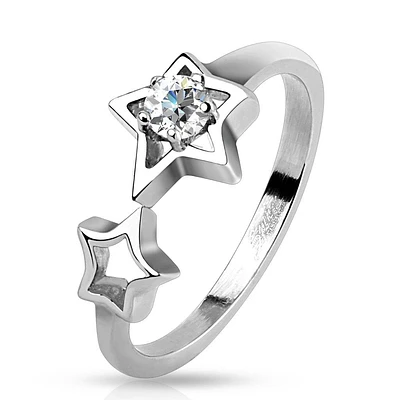 Stainless Steel Ring with 2 Stars