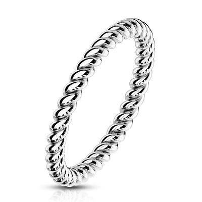 Stainless Steel Braided Twisted Rope Stackable Ring