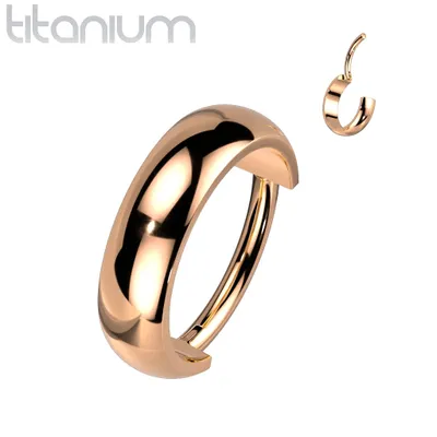 High Polished Implant Grade Titanium Rose Gold PVD Clicker Hinged Hoop