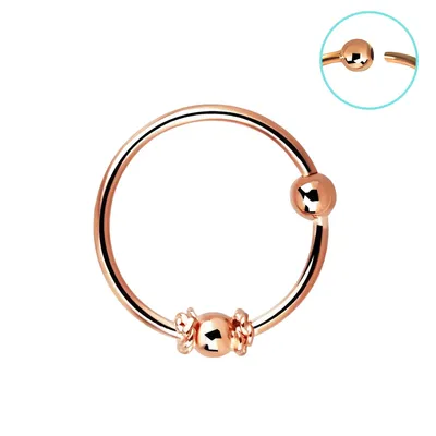 Rose Gold Plated 925 Sterling Silver Tribal Nose Ring Hoop with Design