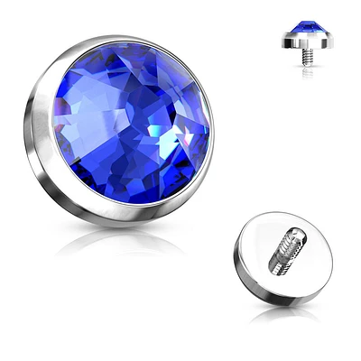 316L Surgical Steel Flat Blue CZ Micro Dermal Anchor Top