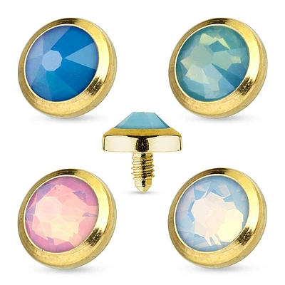 Gold Surgical Steel Flat Opalite Micro Dermal Anchor Top