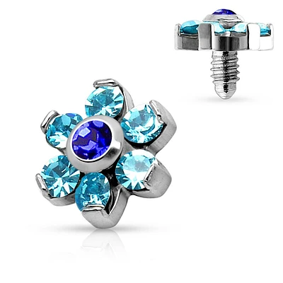 316L Surgical Steel CZ Flower Micro Dermal Anchor Top