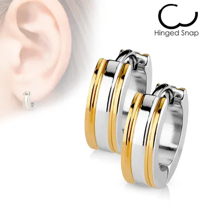 Pair of 316L Surgical Steel Thin Rose Gold PVD Line Hoop Earrings