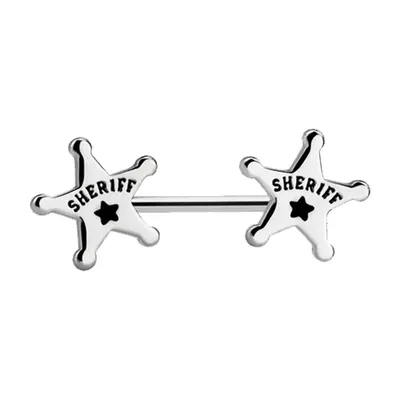 316L Surgical Steel Sheriff Badge Star Nipple Ring Barbell