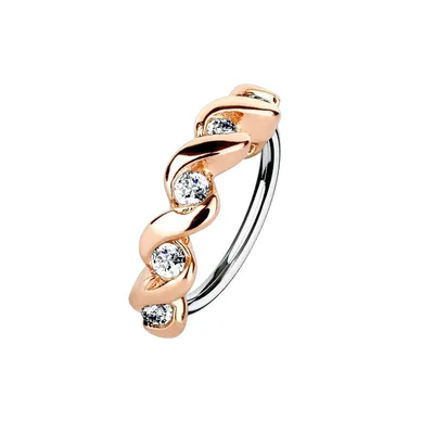 Surgical Steel Rose Gold Plated Twist CZ Easy Bend Multi Use Hoop