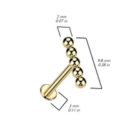 Implant Grade Titanium Gold PVD 5 Bead Internally Threaded Flat Back Labret