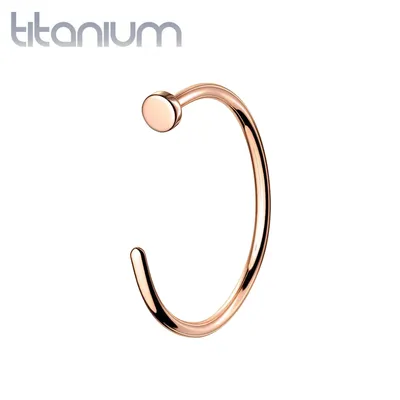 Implant Grade Titanium Rose Gold PVD Nose Hoop Ring with Stopper
