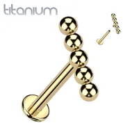 Implant Grade Titanium Gold PVD 5 Bead Internally Threaded Flat Back Labret