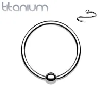 High Polished Implant Grade Titanium Easy Bend Nose, Cartilage Hoop Ring with Fixed Ball