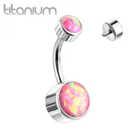 Internally Threaded Grade Titanium Bezel Opal Belly Ring