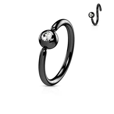 Black Surgical Steel Annealed Hoop with Front Facing Gem