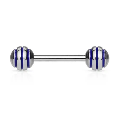 Blue Stripe 316L Surgical Steel Straight Barbell