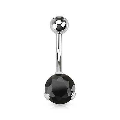 Classic CZ 8mm Gem Surgical Steel Belly Button Navel Ring