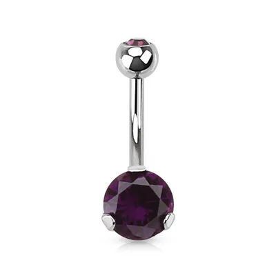 Classic CZ 8mm Gem Surgical Steel Belly Button Navel Ring