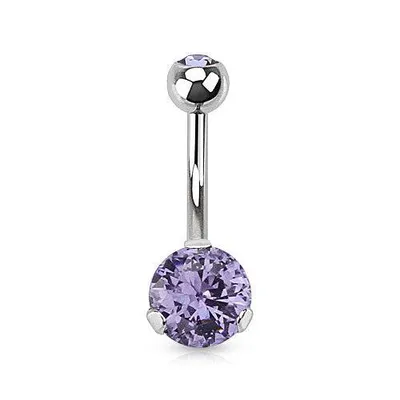 Classic Tanzanite CZ 8mm Gem Surgical Steel Belly Button Navel Ring